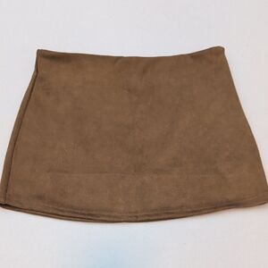 RNWY Tan Faux Suede Mini Skirt (Skort) Size Small